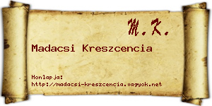 Madacsi Kreszcencia névjegykártya